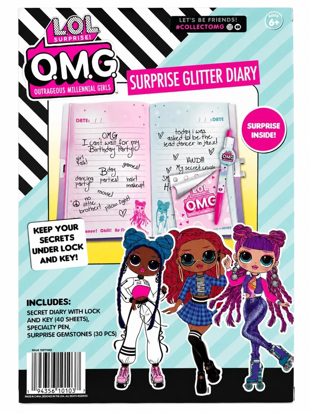 LOL Surprise! O.M.G. Surprise Glitter Diary Set w/ Lock & Key - Picture 2 of 4